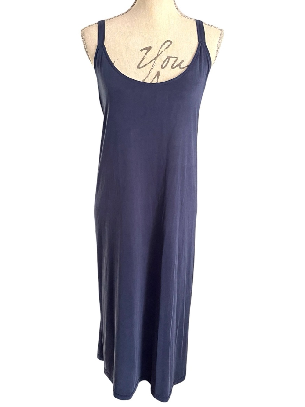 Jolie Indigo Navy Scoop Neck Tank Style Modal Tie Midi Dress (1XL) - Picture 3 of 15